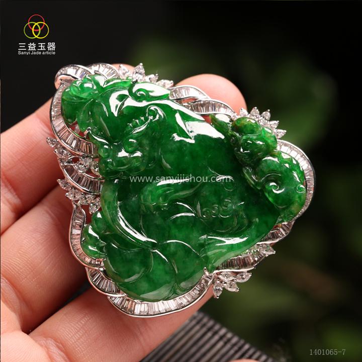 翡翠太师少师挂件\胸针